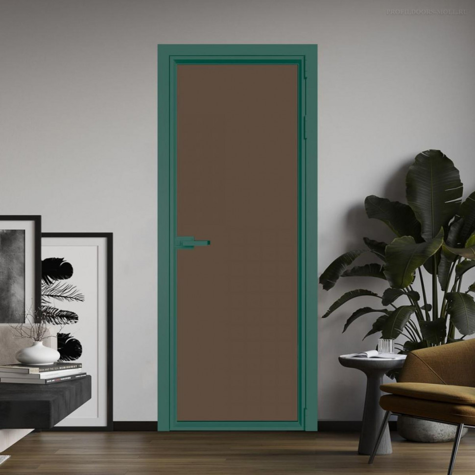 Межкомнатная дверь ProfilDoors 1 AV Монохром гляссе триплекс профиль Зеленый воск