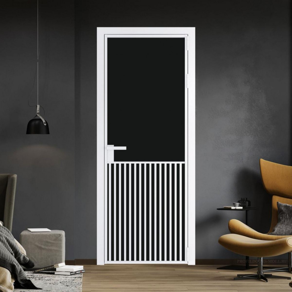 Межкомнатная дверь ProfilDoors 15 AG стекло Монохром черный триплекс цвет профиля Вайт