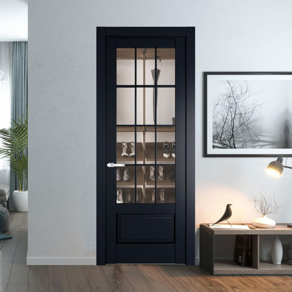 Межкомнатная дверь ProfilDoors 3.2.2 (р.12) PD цвет Нэви Блу вставка Прозрачное