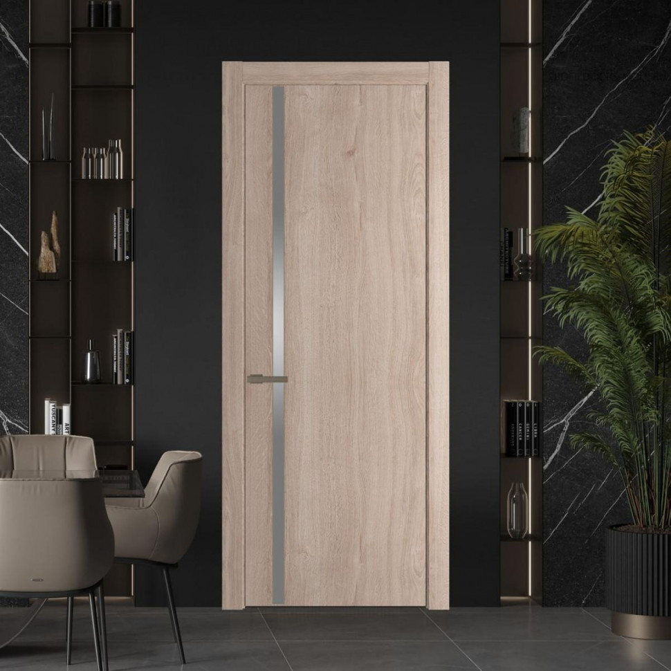 Межкомнатная дверь ProfilDoors 21 NW Дуб Сонома молдинг Шампань стекло Lacobel Серебряный лак