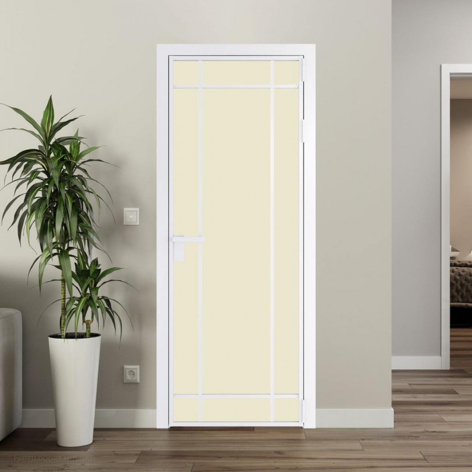 Межкомнатная дверь ProfilDoors 5 AG стекло Монохром жемчуг триплекс цвет профиля Вайт