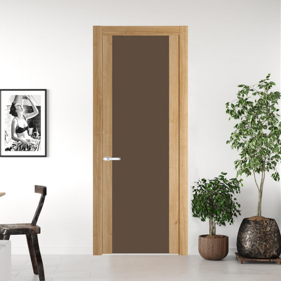 Межкомнатная дверь ProfilDoors 1.7 N Дуб Карамель с вставкой стекла монохром гляссе