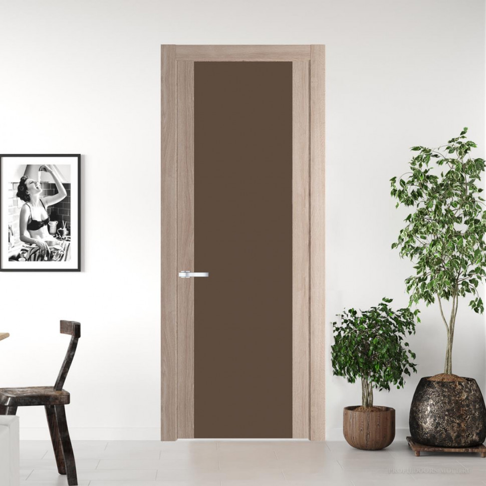 Межкомнатная дверь ProfilDoors 1.7 N Дуб Сонома с вставкой стекла монохром гляссе