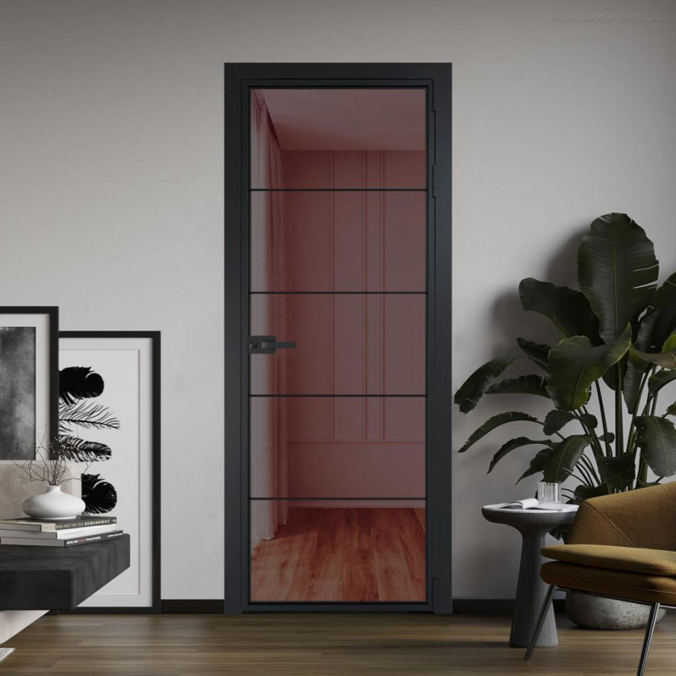 Межкомнатная дверь ProfilDoors 5 AX Золотистая бронза профиль Черный матовый