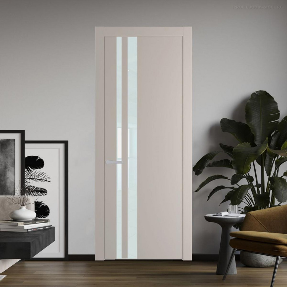 Межкомнатная дверь ProfilDoors 20 PW Сэнд Lacobel Белый лак молдинг Серебро