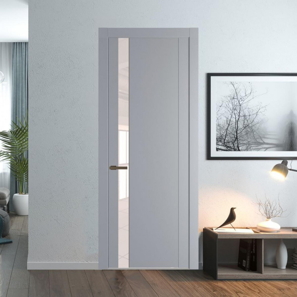 Межкомнатная дверь ProfilDoors 1.2P Смоки Lacobel Перламутровый лак молдинг Деорэ