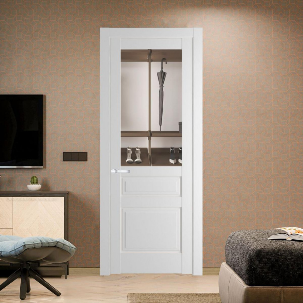 Межкомнатная дверь ProfilDoors 3.5.3 PD цвет Крем Вайт вставка Прозрачное