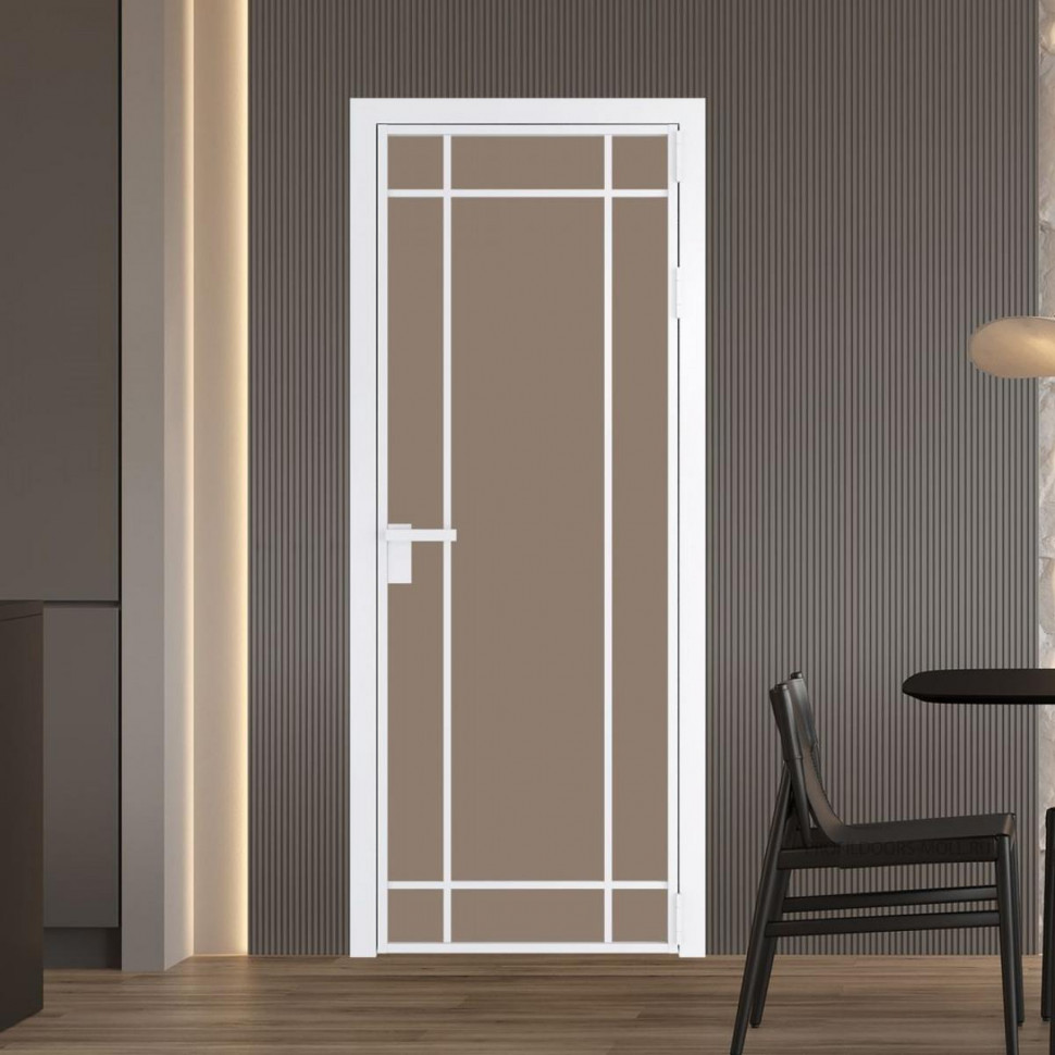 Межкомнатная дверь ProfilDoors 5 AG стекло Монохром капучино триплекс цвет профиля Вайт