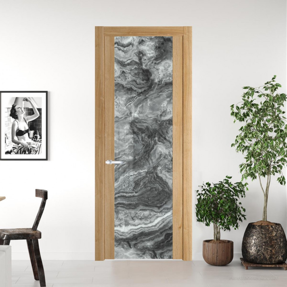 Межкомнатная дверь ProfilDoors 1.7 N Дуб Карамель с вставкой стекла атриум серебро