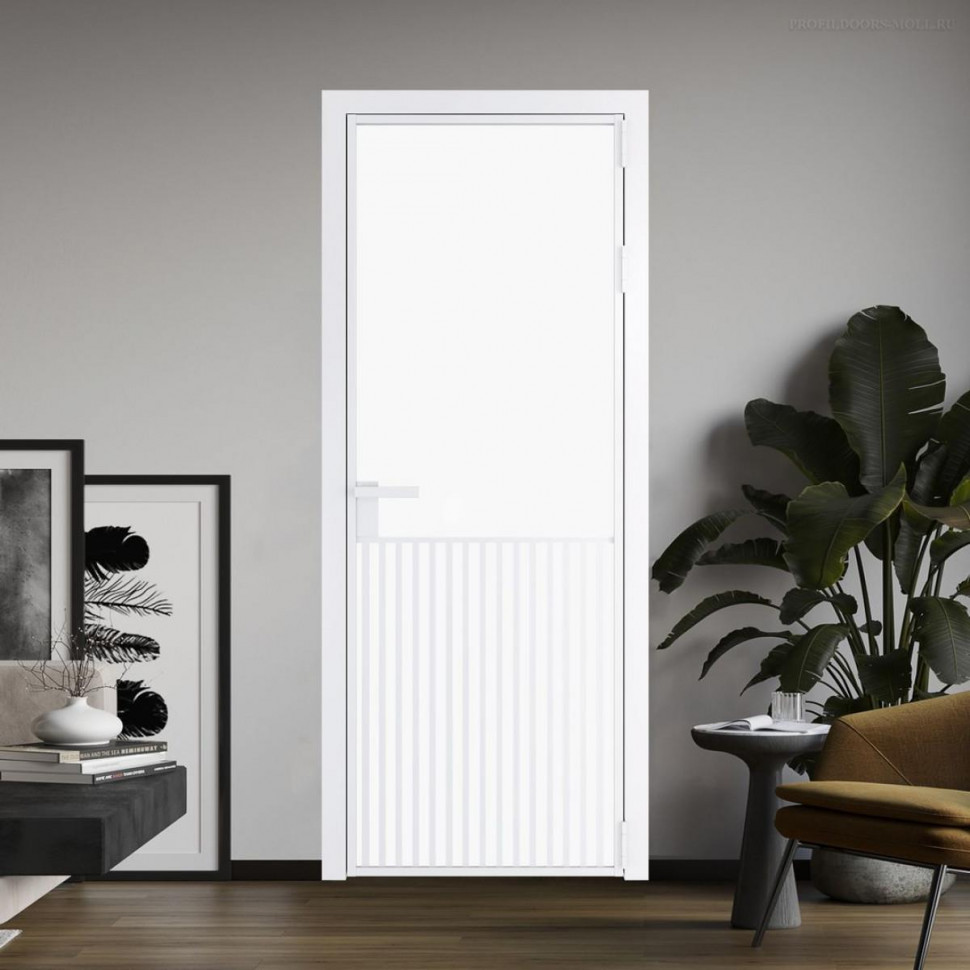 Межкомнатная дверь ProfilDoors 15 AG стекло Монохром белый просветленный триплекс цвет профиля Вайт