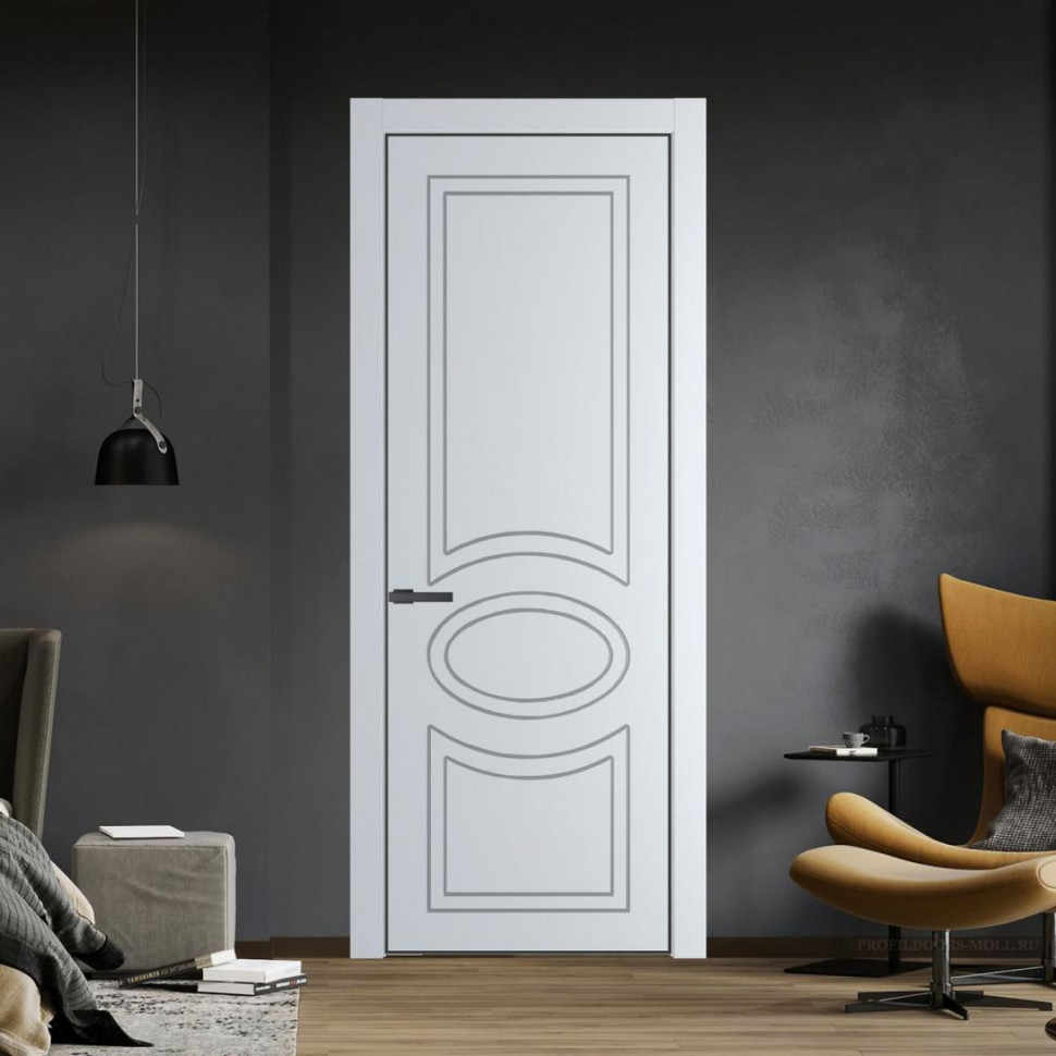 Межкомнатная дверь ProfilDoors 36 PE с фрезерованным рисунком Вайт с алюминиевой кромкой Серая Ночь