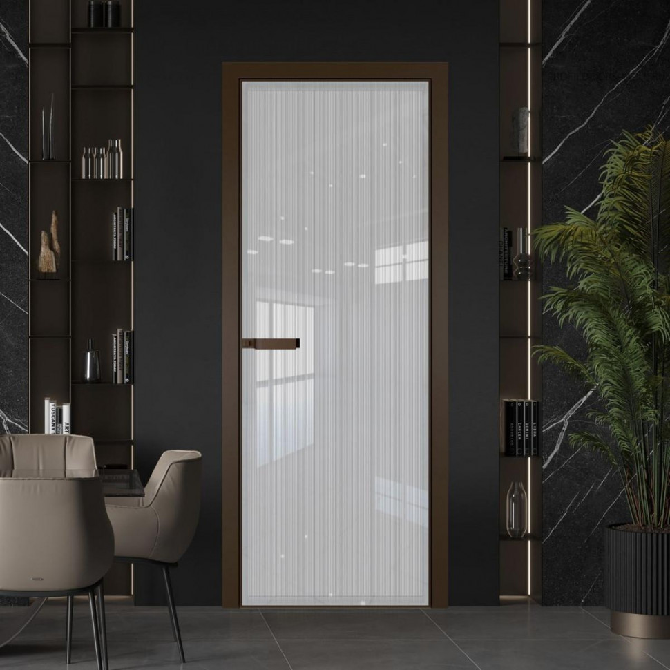 Межкомнатная дверь ProfilDoors 1 AGN композитная панель Узор Страйп профиль Деорэ короб с наличником