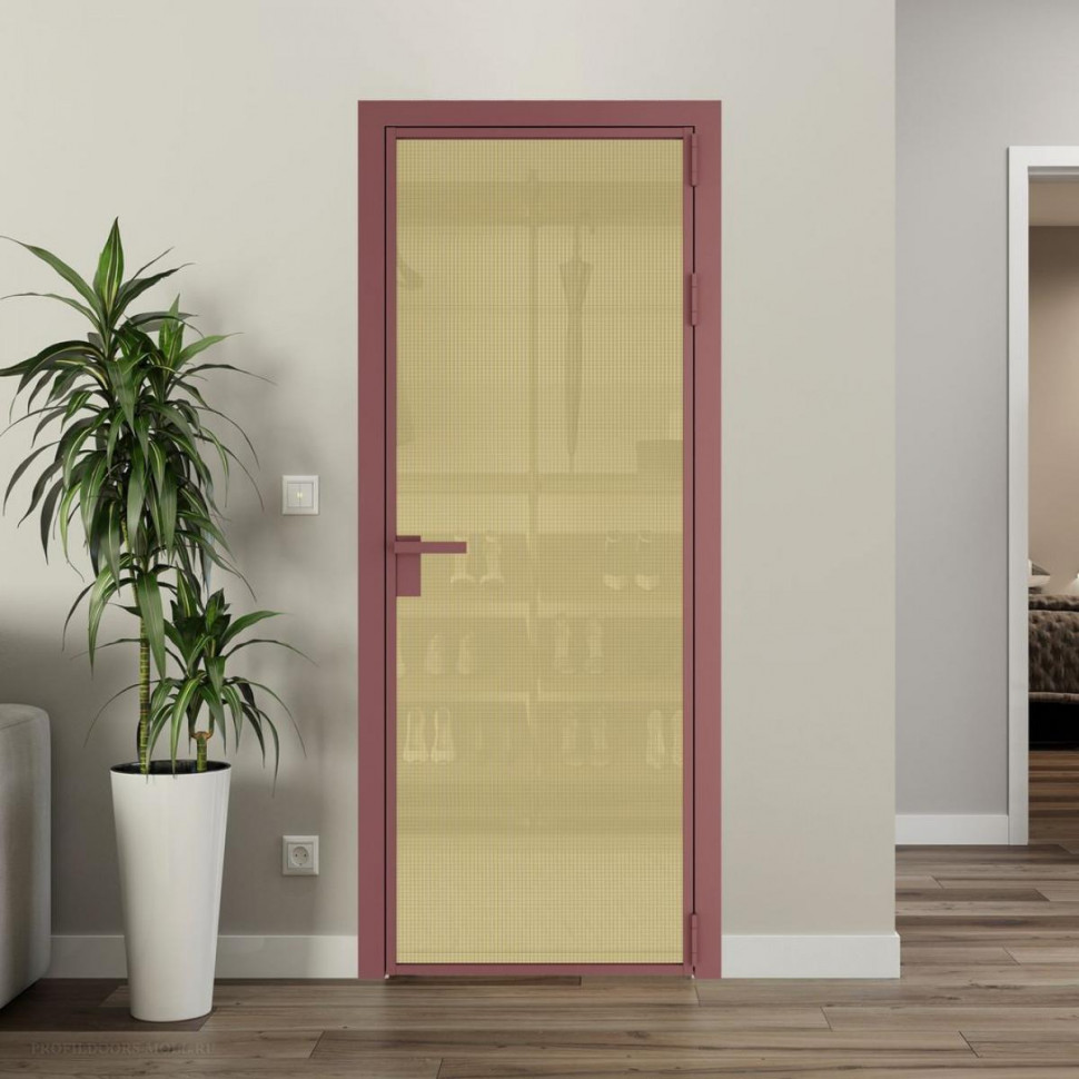 Межкомнатная дверь ProfilDoors 1 AG стекло Кризет золото цвет профиля Красный антрацит