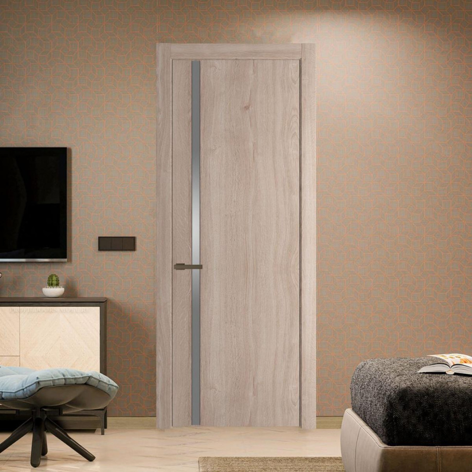 Межкомнатная дверь ProfilDoors 21 NW Дуб Сонома молдинг Деорэ стекло Lacobel Серебряный лак