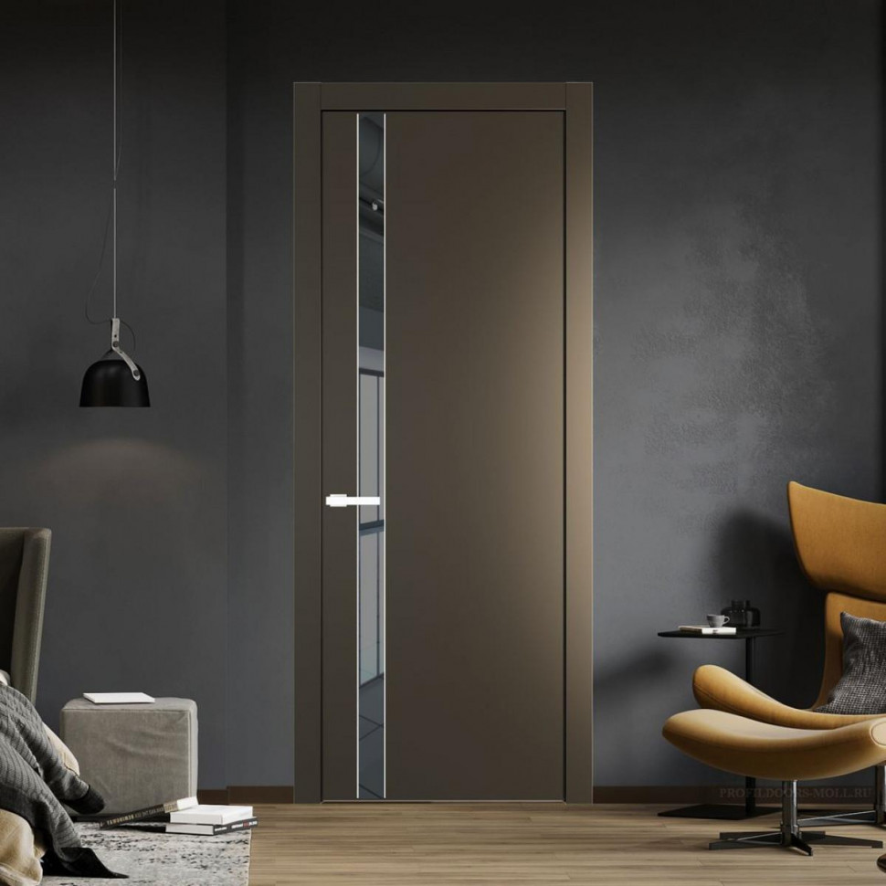 Межкомнатная дверь ProfilDoors 18 PW Перламутр бронза Зеркало Grey молдинг Вайт