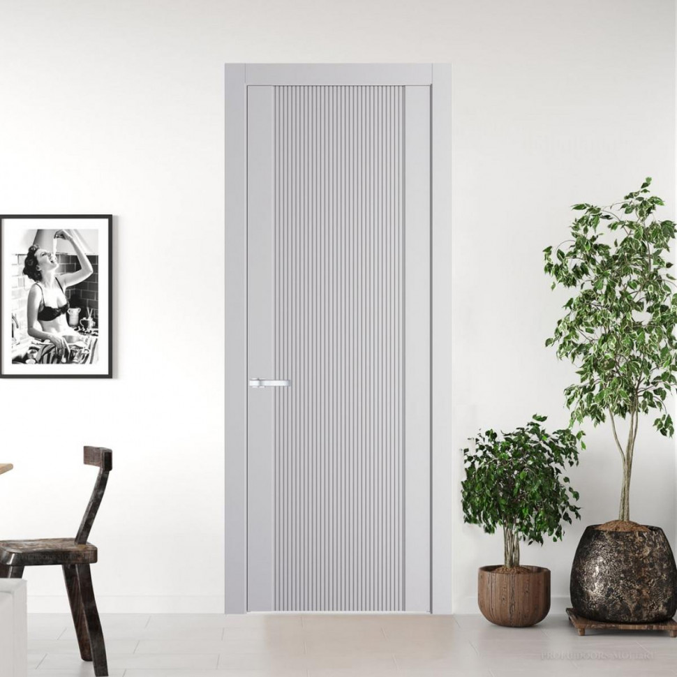 Межкомнатная дверь ProfilDoors 1.12P Крем Вайт Глухая с фрезерованным рисунком