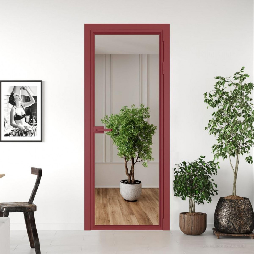 Межкомнатная дверь ProfilDoors 1 AV Зеркало профиль Красный антрацит