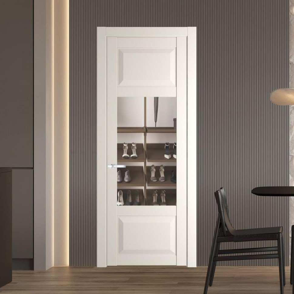 Межкомнатная дверь ProfilDoors 1.3.3 PD цвет Перламутр белый вставка Прозрачное