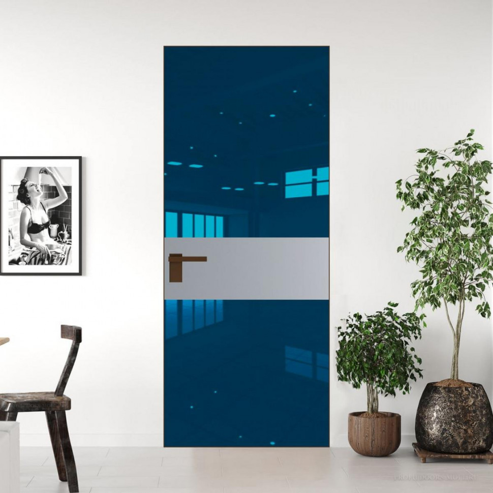 Межкомнатная дверь ProfilDoors 5 AGK цвет Зеркало Blue вставка Смоки кромка Деорэ