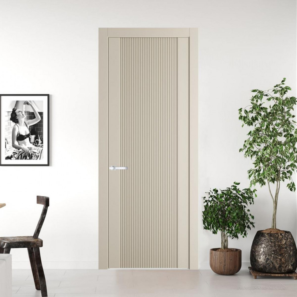 Межкомнатная дверь ProfilDoors 1.12P Кремовая Магнолия Глухая с фрезерованным рисунком