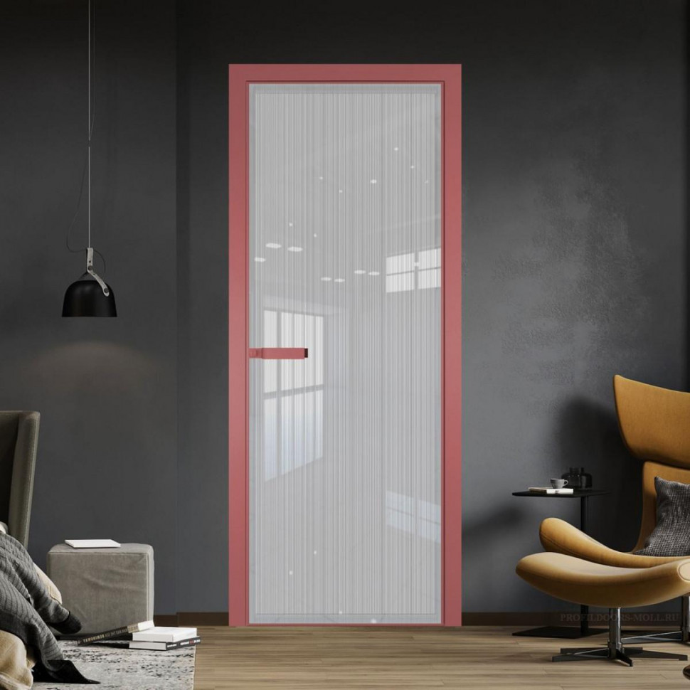 Межкомнатная дверь ProfilDoors 1 AGN композитная панель Узор Страйп профиль Красный антрацит короб с наличником
