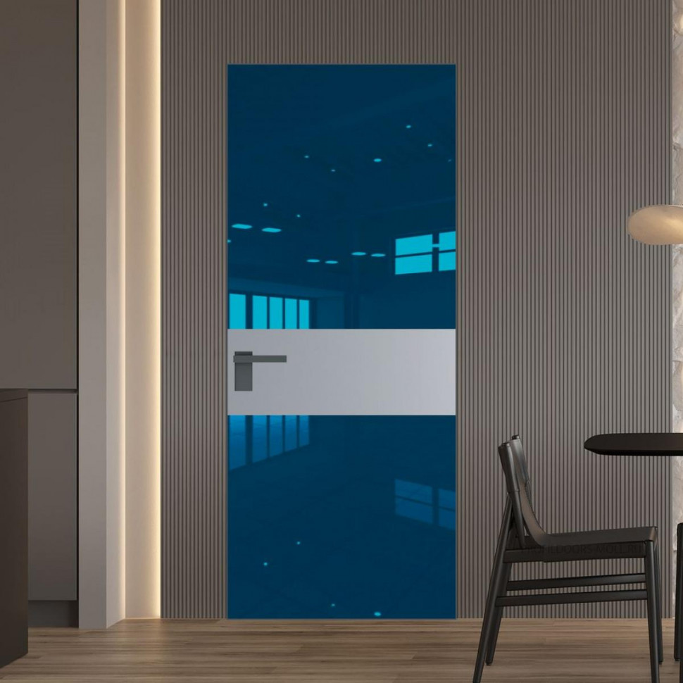 Межкомнатная дверь ProfilDoors 5 AGK цвет Зеркало Blue вставка Смоки кромка Серая ночь