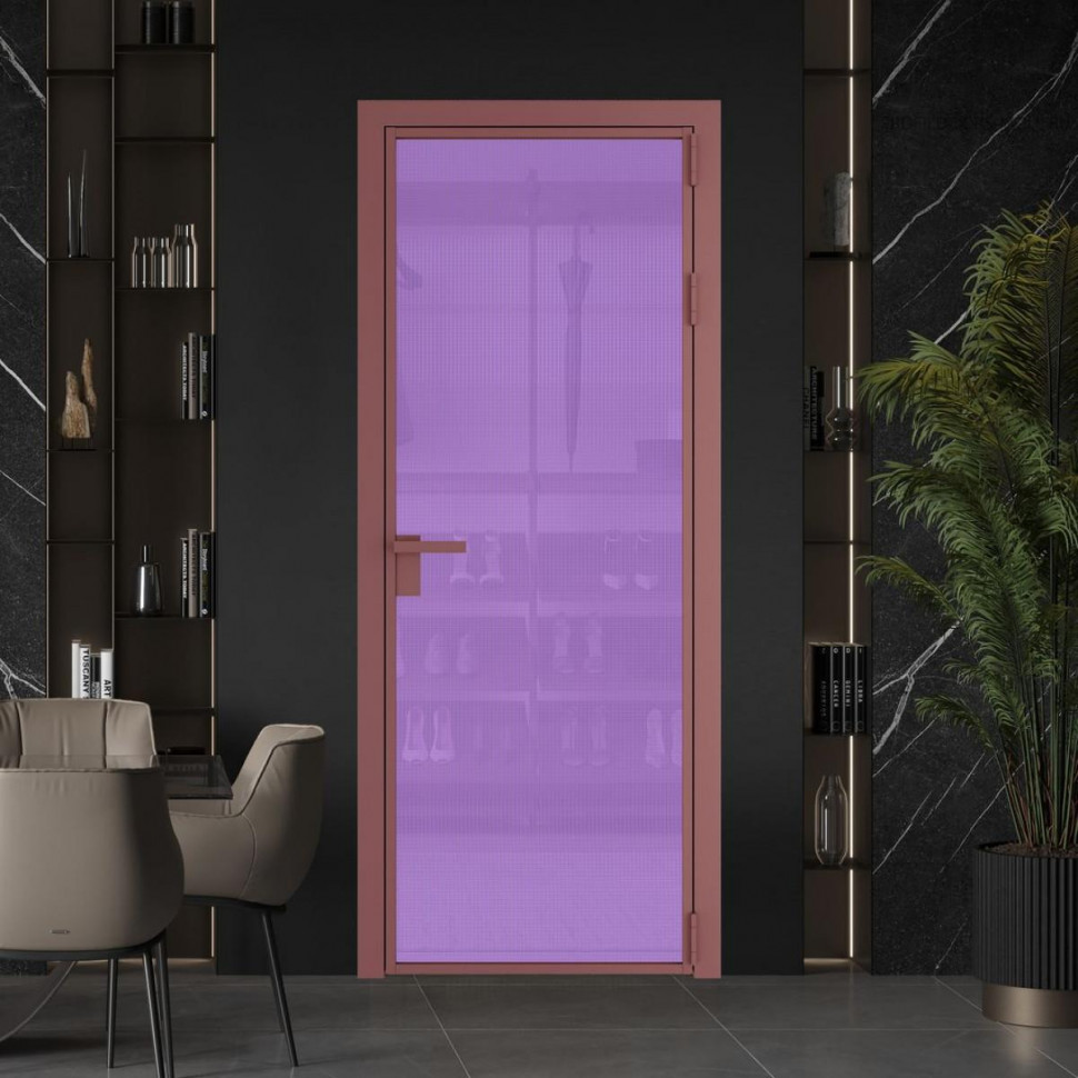 Межкомнатная дверь ProfilDoors 1 AG стекло Кризет фиолетовое цвет профиля Красный антрацит