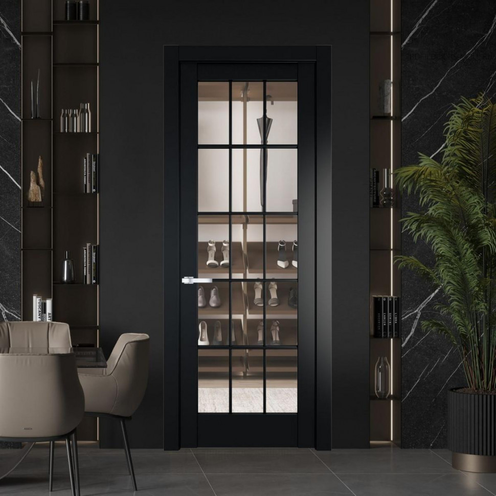 Межкомнатная дверь ProfilDoors 3.1.2 (р.15) PD цвет Блэк вставка Прозрачное