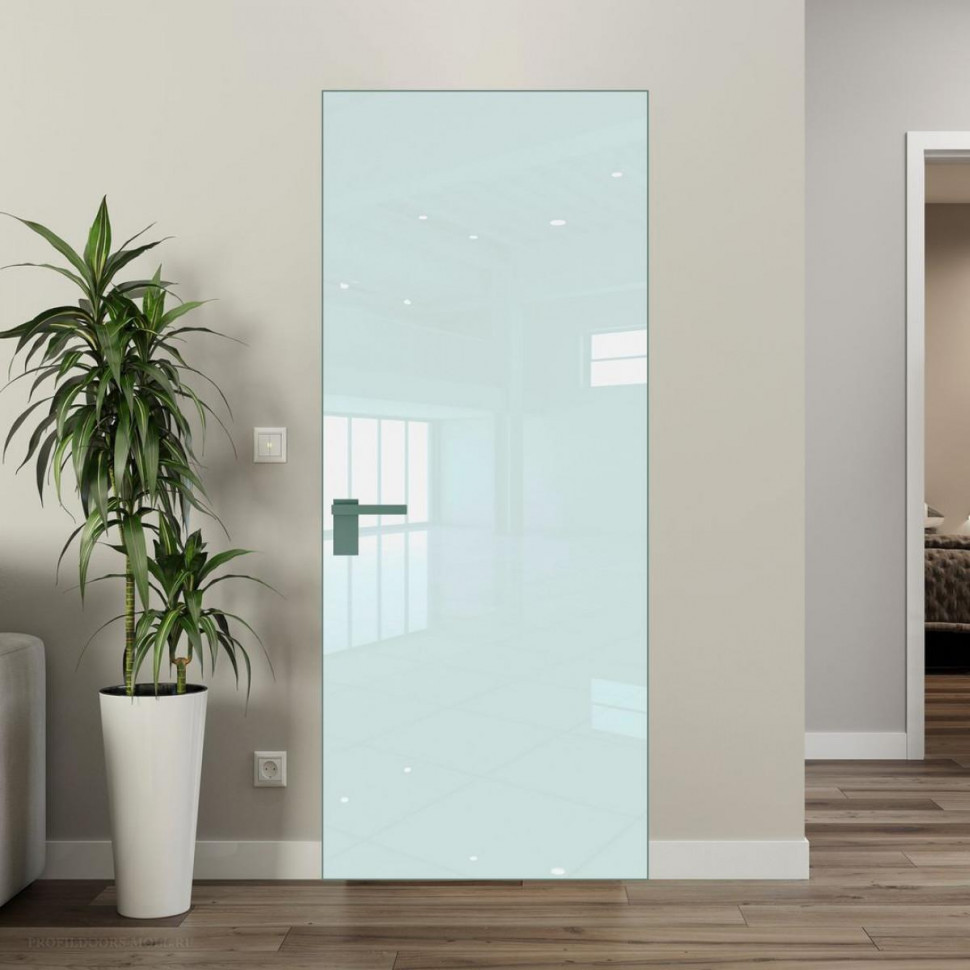 Межкомнатная дверь ProfilDoors 1 AGK цвет Lacobel Белый лак кромка Зеленый воск