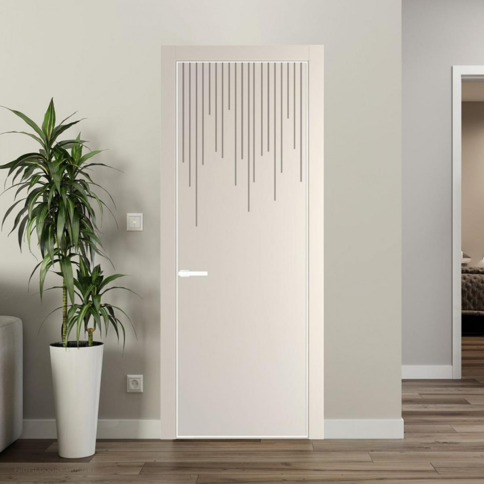 Межкомнатная дверь ProfilDoors 8 PE с фрезерованным рисунком Кремовая Магнолия с алюминиевой кромкой Вайт