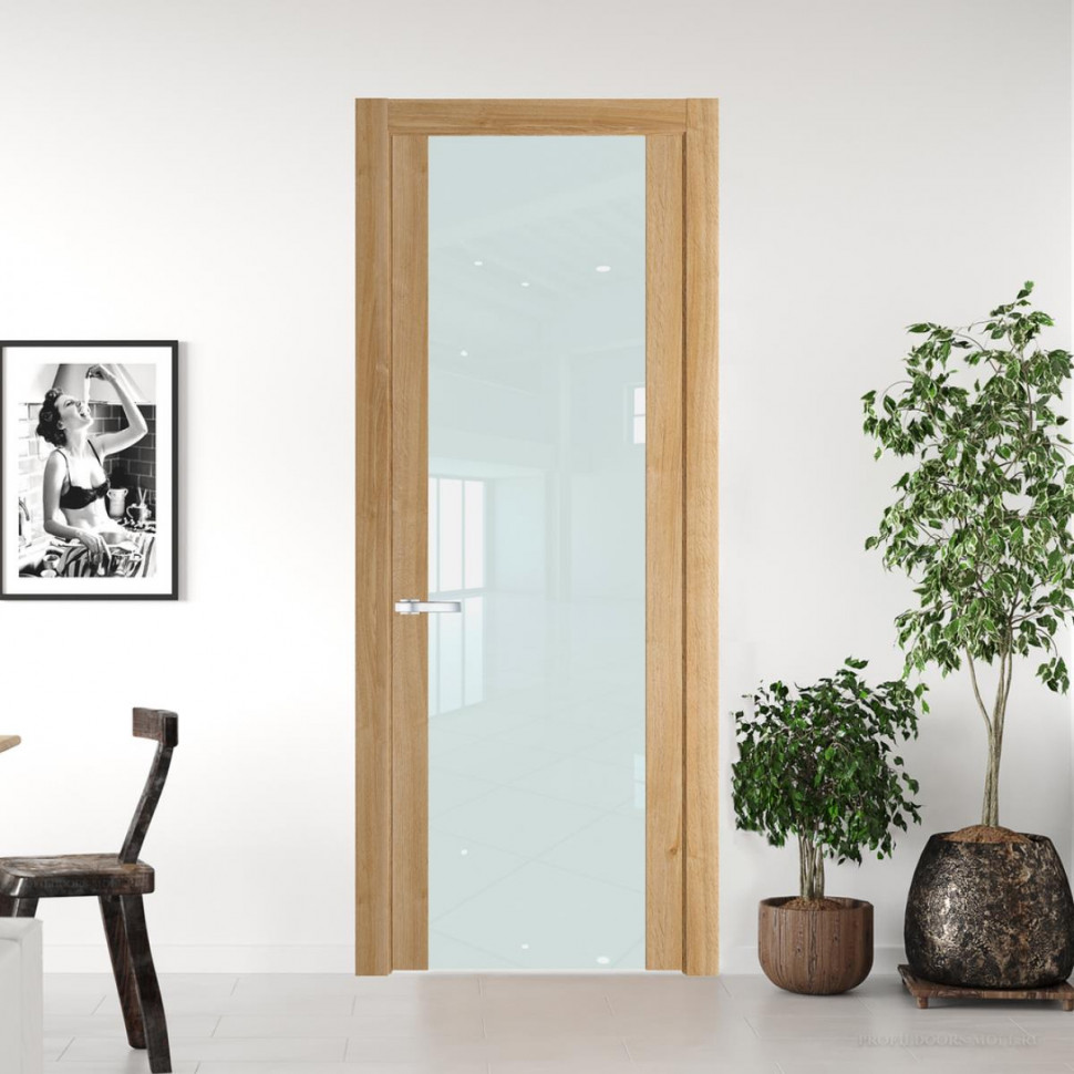 Межкомнатная дверь ProfilDoors 1.7 N Дуб Карамель с вставкой стекла белый лак