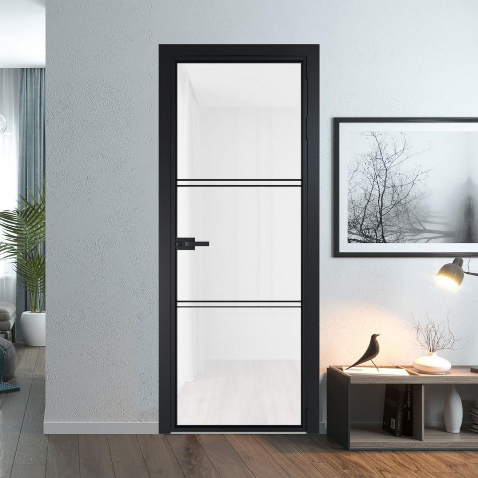 Межкомнатная дверь ProfilDoors 3 AX Триплекс белый профиль Черный матовый
