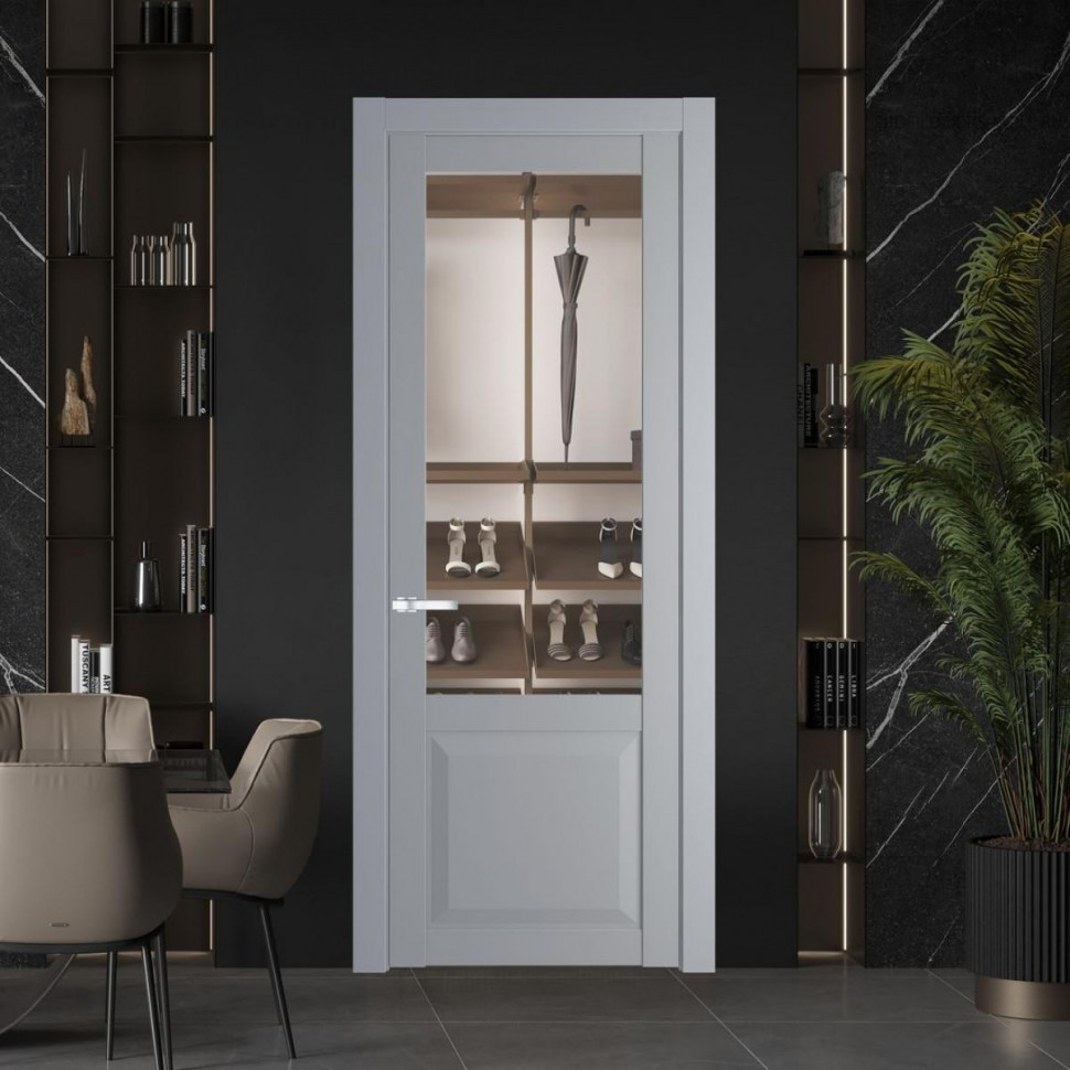 Межкомнатная дверь ProfilDoors 1.2.2 PD цвет Смоки вставка Прозрачное