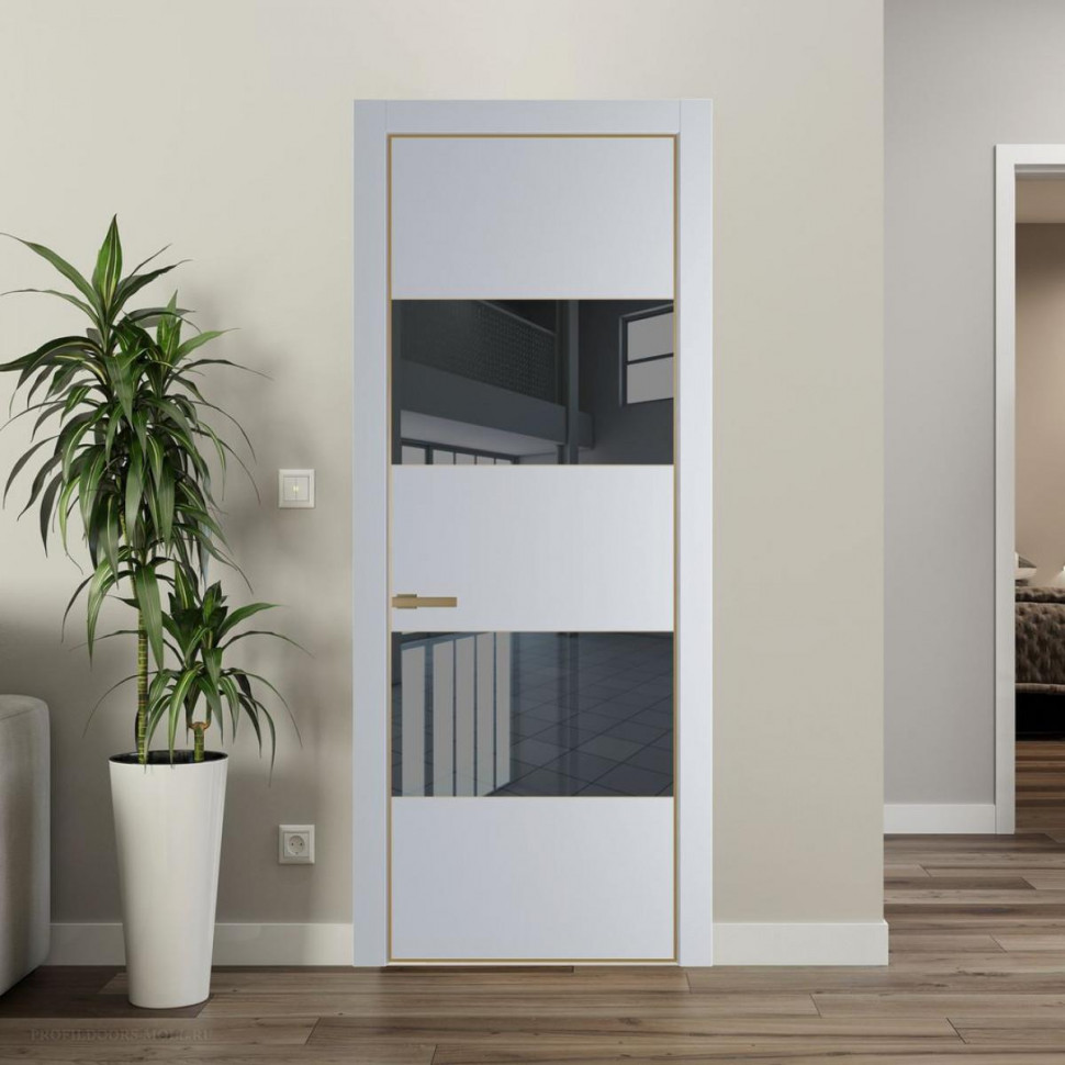 Межкомнатная дверь ProfilDoors 22 PA Лайт Грей с профилем Золото с стеклом  зеркало grey