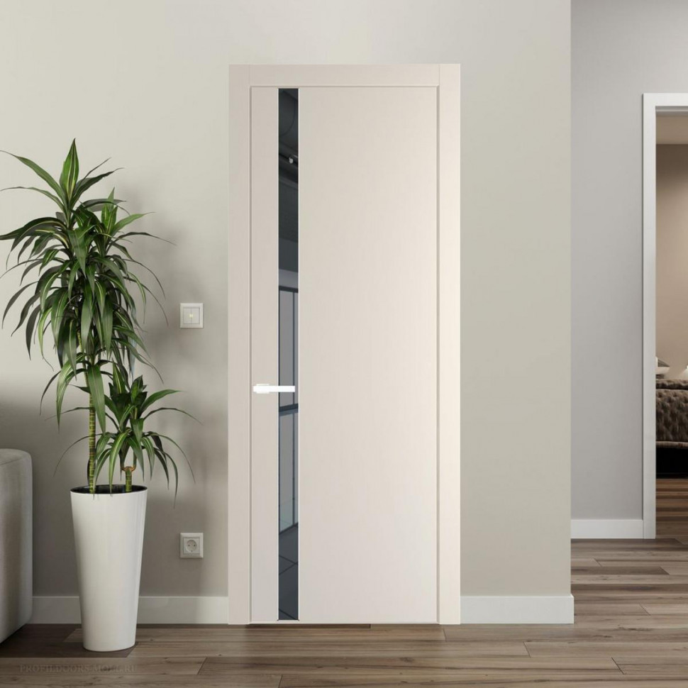 Межкомнатная дверь ProfilDoors 18 PW Кремовая Магнолия Зеркало Grey молдинг Вайт