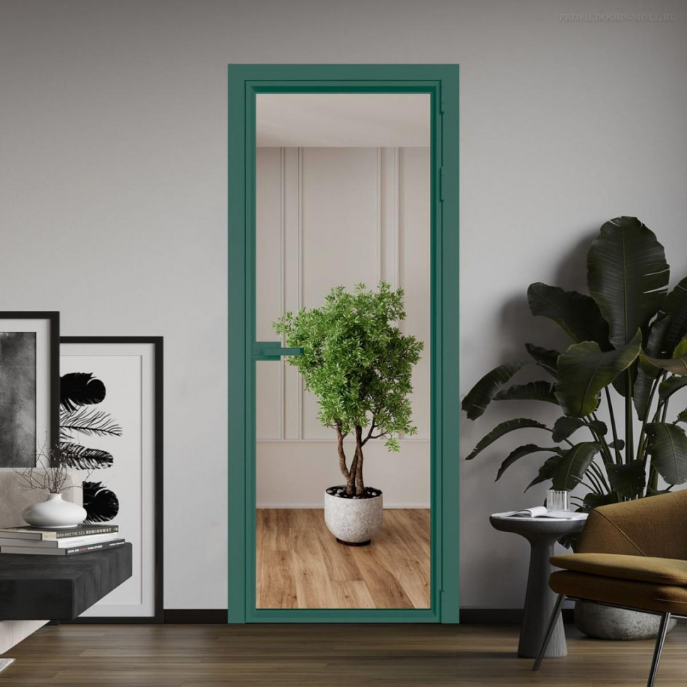 Межкомнатная дверь ProfilDoors 1 AV Зеркало профиль Зеленый воск
