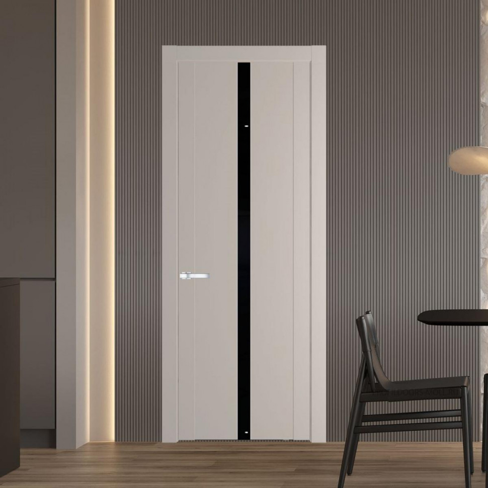 Межкомнатная дверь ProfilDoors 1.8P Сэнд Lacobel Черный лак молдинг Серебро