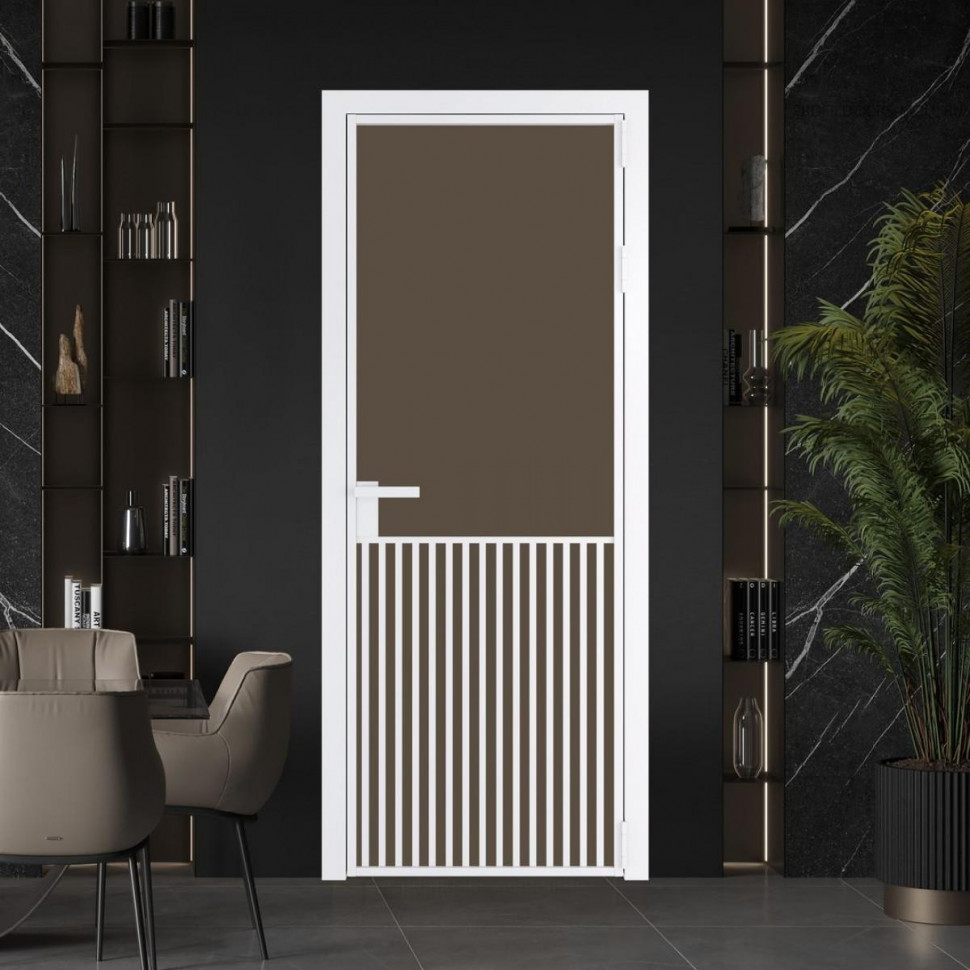 Межкомнатная дверь ProfilDoors 15 AG стекло Монохром гляссе триплекс цвет профиля Вайт