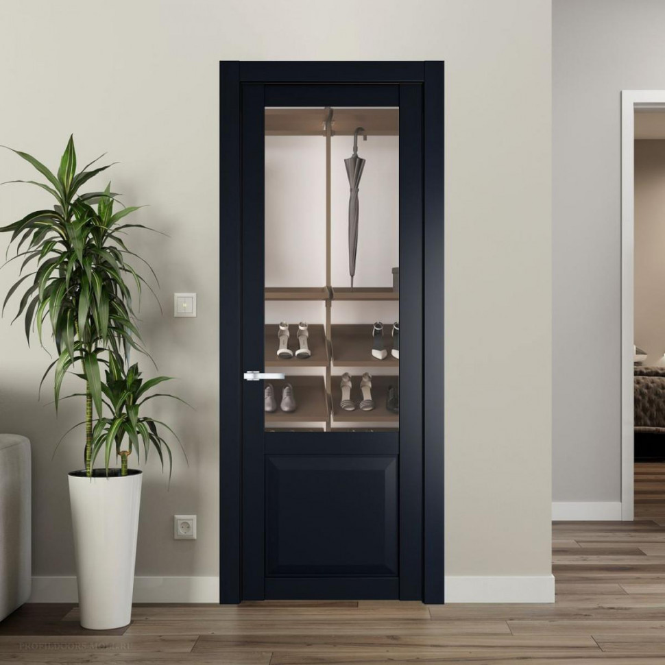 Межкомнатная дверь ProfilDoors 1.2.2 PD цвет Нэви Блу вставка Прозрачное