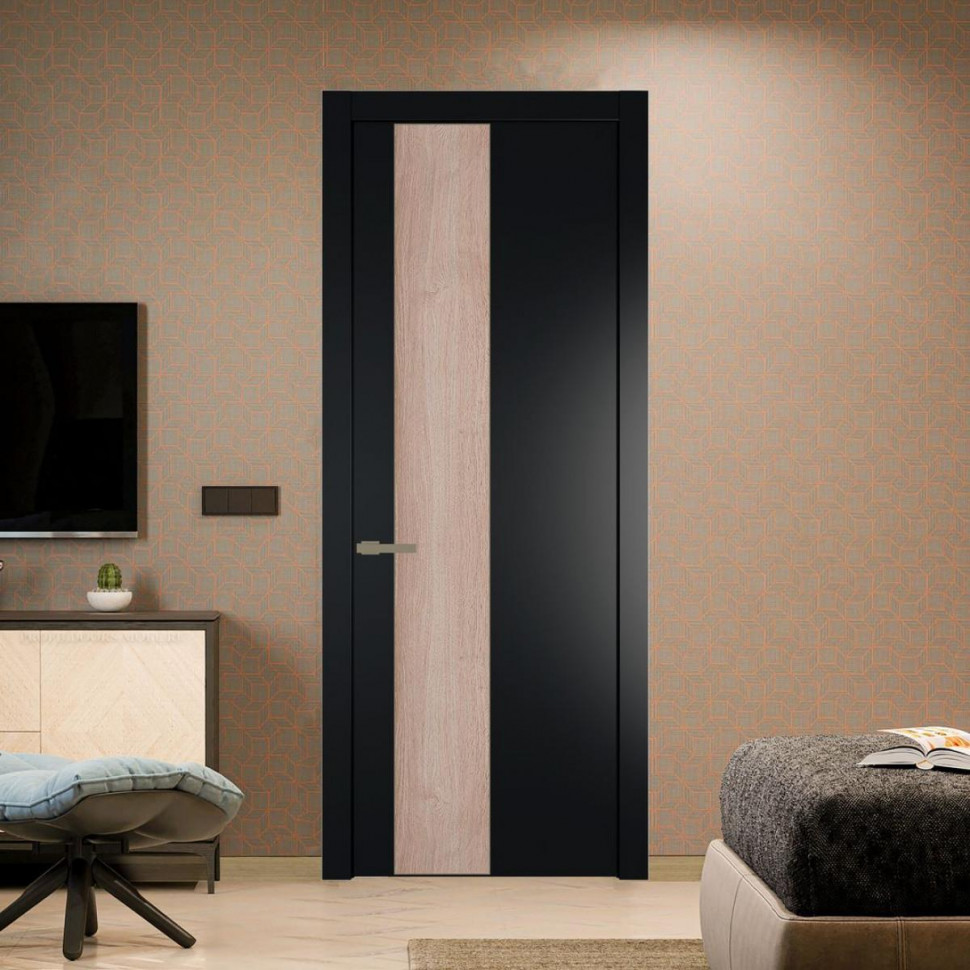 Межкомнатная дверь ProfilDoors 19 PW Блэк Дуб Сонома молдинг Шампань