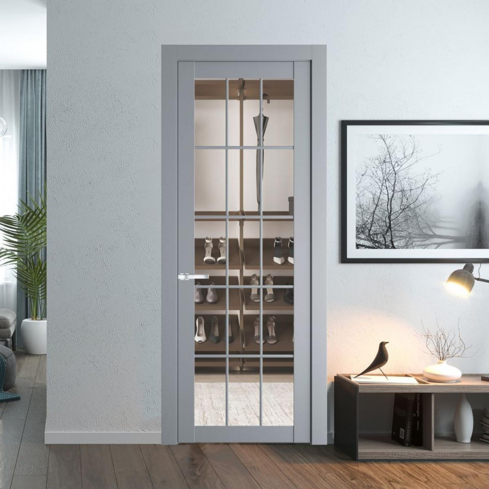 Межкомнатная дверь ProfilDoors 2.1.2 (р.15) PD цвет Смоки вставка Прозрачное
