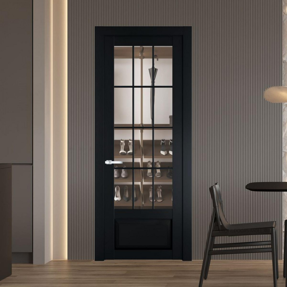 Межкомнатная дверь ProfilDoors 2.2.2 (р.12) PD цвет Блэк вставка Прозрачное