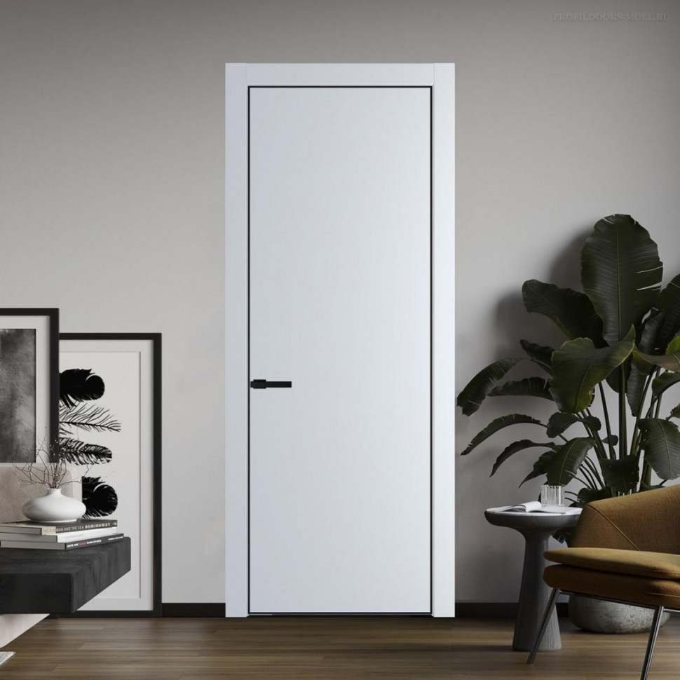 Межкомнатная дверь ProfilDoors 1 PA Вайт с профилем Черный