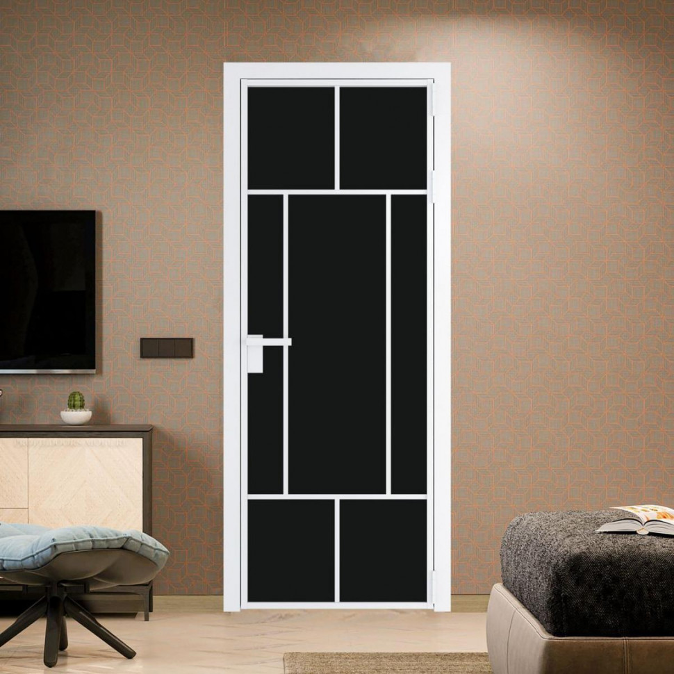 Межкомнатная дверь ProfilDoors 10 AG стекло Монохром черный триплекс цвет профиля Вайт