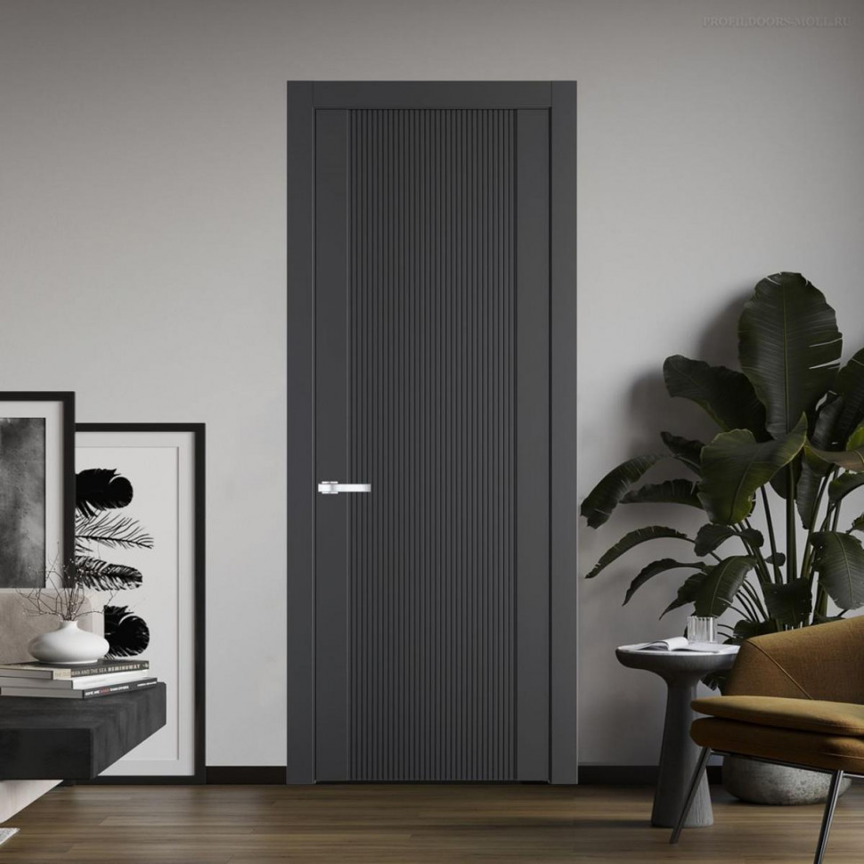 Межкомнатная дверь ProfilDoors 1.12P Графит Глухая с фрезерованным рисунком
