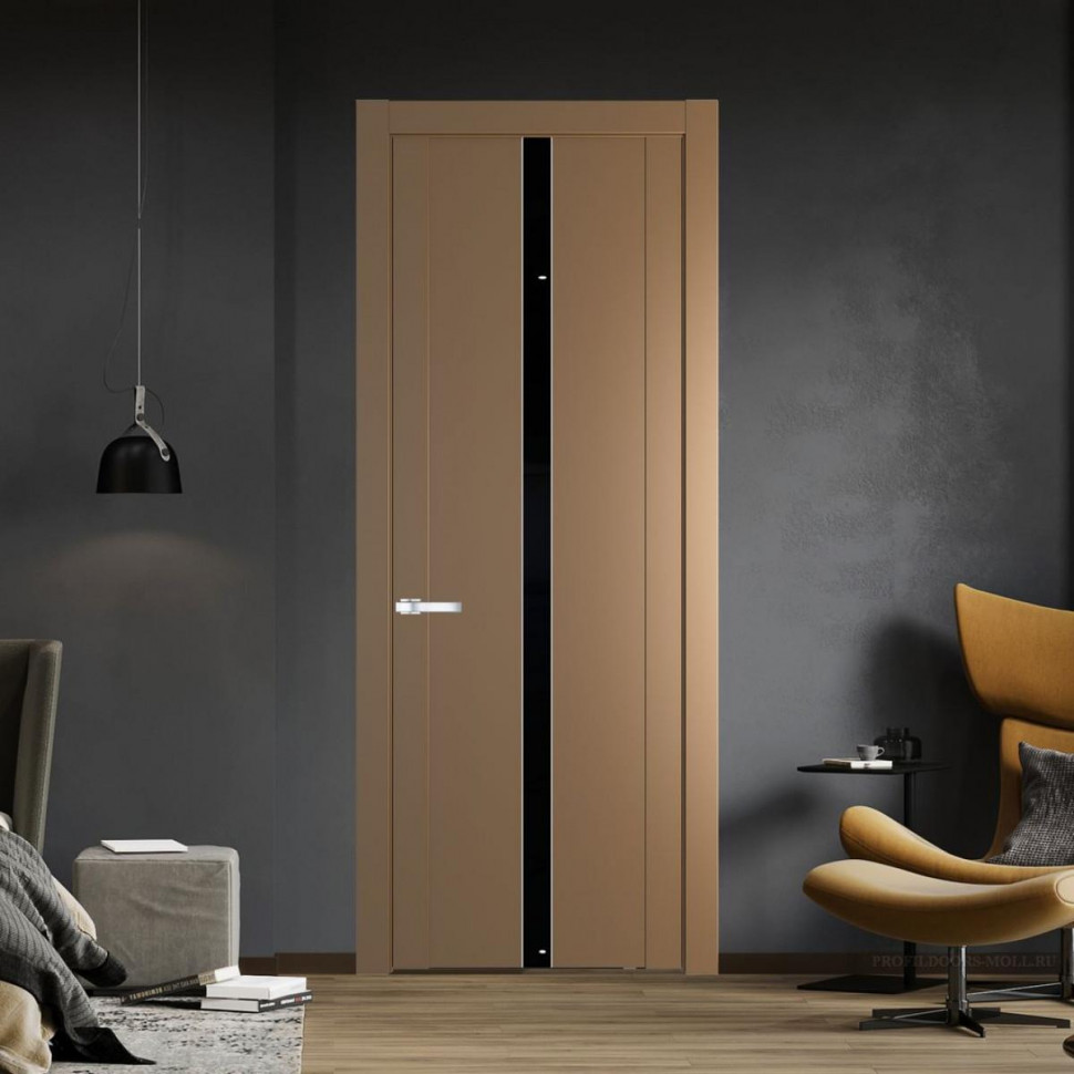 Межкомнатная дверь ProfilDoors 1.8P Перламутр золото Lacobel Черный лак молдинг Серебро