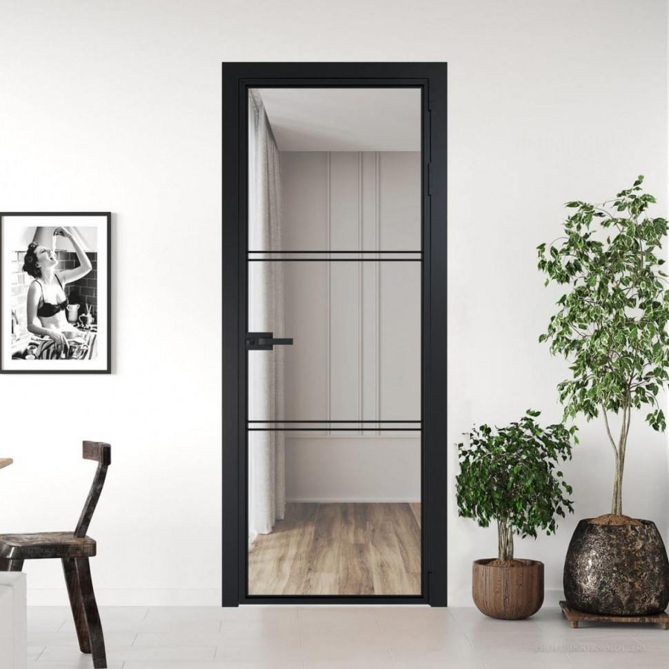 Межкомнатная дверь ProfilDoors 3 AX Прозрачное профиль Черный матовый
