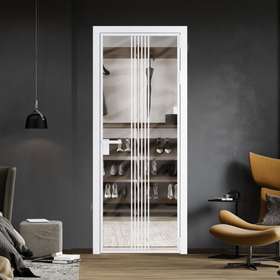 Межкомнатная дверь ProfilDoors 18 AG стекло Прозрачное цвет профиля Вайт