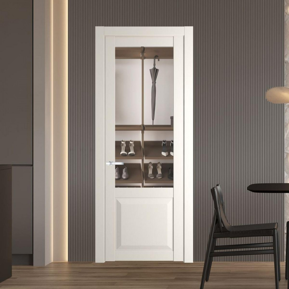 Межкомнатная дверь ProfilDoors 1.2.2 PD цвет Перламутр белый вставка Прозрачное
