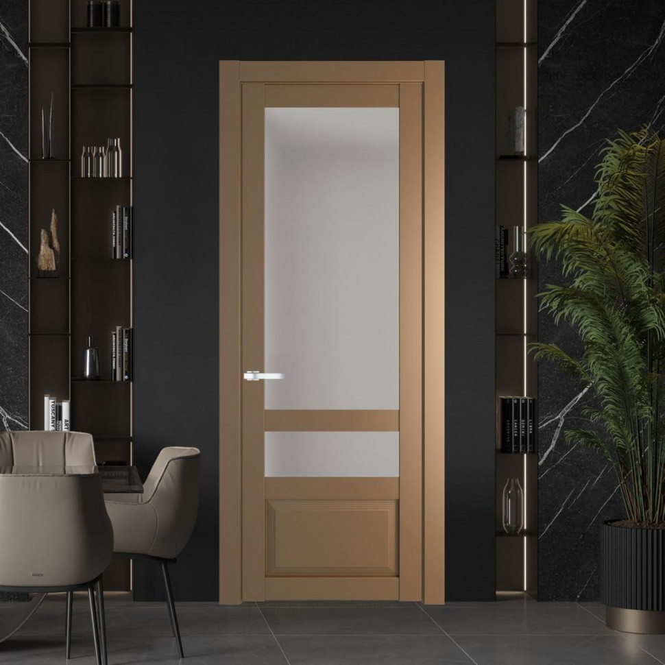 Межкомнатная дверь ProfilDoors 2.5.4 PD цвет Перламутр золото вставка Матовое